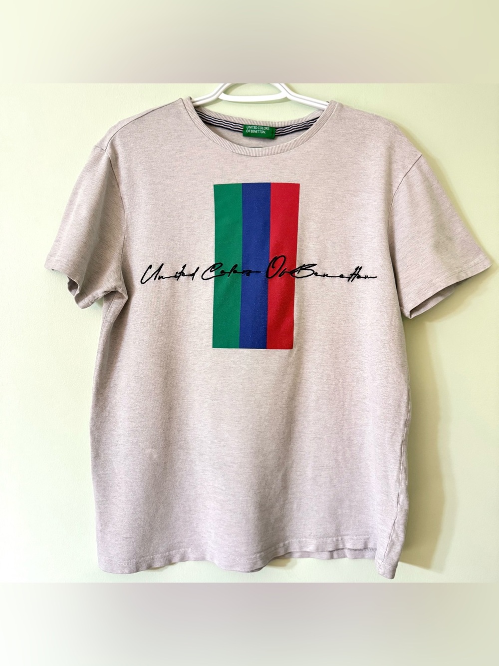 United Colors Of Benetton Gray Graphic Tee XL Y2K Streetwear Minimalist
